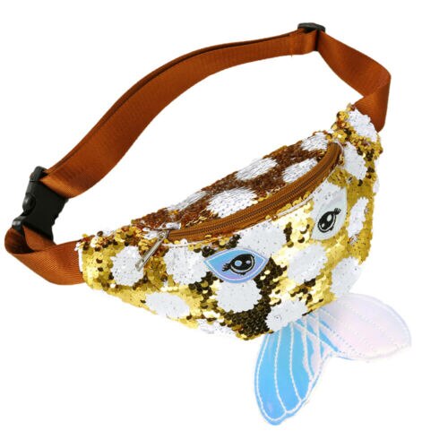 Bolso de cintura para niños, para niñas, tamaño pequeño, multiusos, bandolera con lentejuelas bonitas para niñas: Dorado