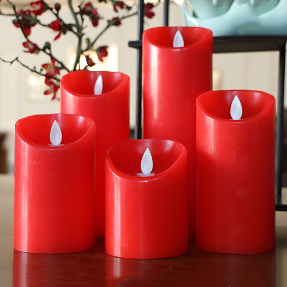 Traditional Red Candles Made by Paraffin Wax, FlameLess Led Candle for Wedding Birthday Party Christmas Home Decor, Night Lights