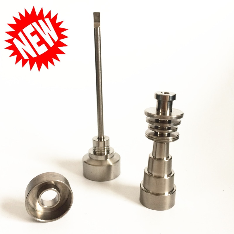 Titanium Nail Populaire Gr2 6 IN 1 4 IN 1 Size Domeless Titanium Nail met Quartz Kom Titanium Schotel 22mm 25
