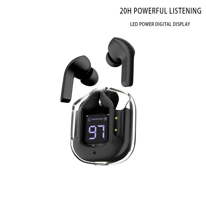 Auriculares inalámbricos Bluetooth 5,3 transparentes con pantalla Digital LED sonido estéreo TWS ENC auriculares micrófono para trabajo deportivo: Rojo
