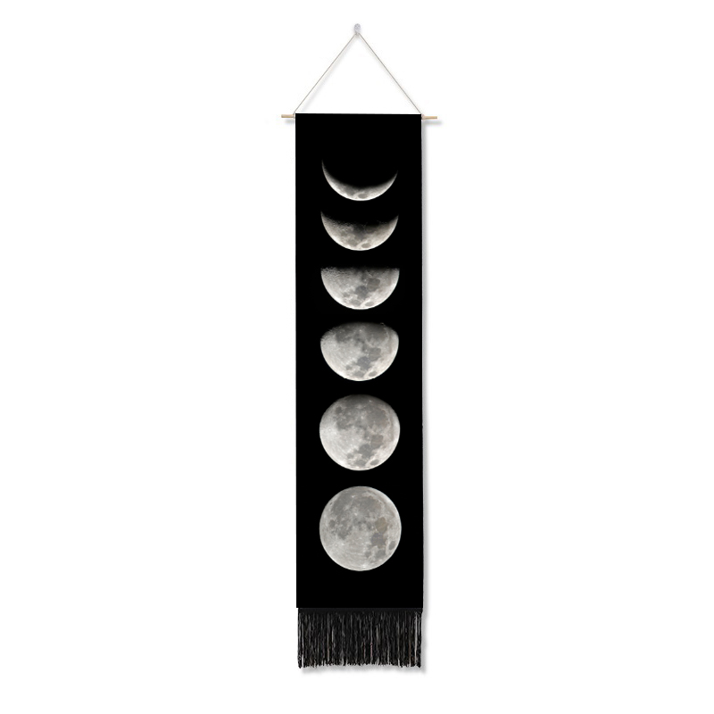 Moon Phase Tapestry Wall Hanging Flowers Moon Black and White Wall Art Tapestries for Bedroom Living Room Drom Home Decoration