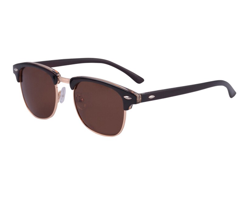Tortoise inspiré classique demi-cadre cornu Semi-sans monture hommes femmes lunettes de soleil polarisées lunettes rétro 3016: Brown Brown