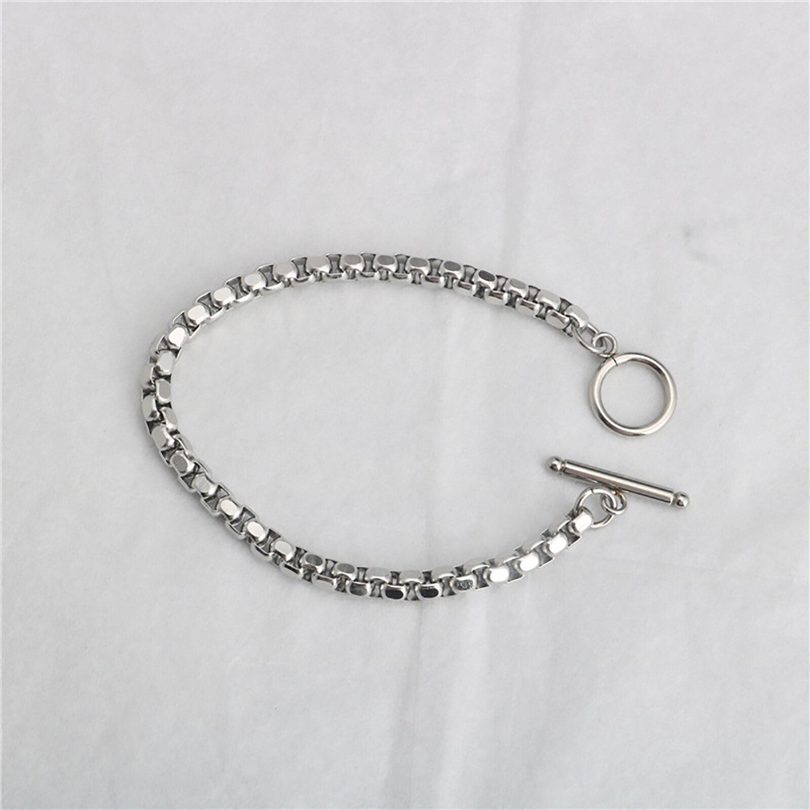 Stainless Steel Box Chain Findings Bracelets Silver Color, 1 Piece