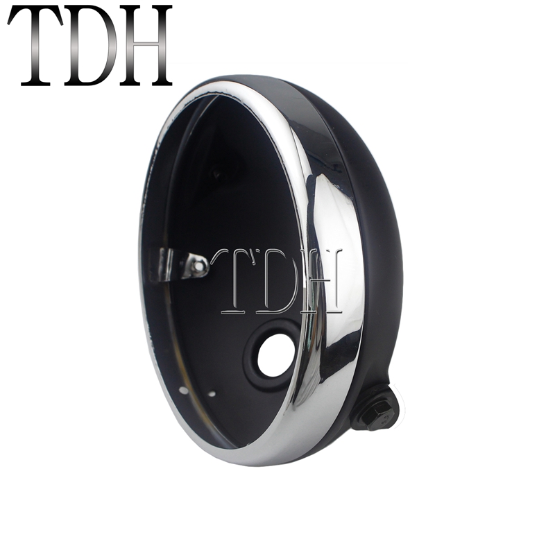 7 Inch Motorfiets Koplamp Cover Zwart Voor Harley Custom Led Koplamp Behuizing Beugel Universele Emmer Shell Vuurtoren: A Matte Black Chrome