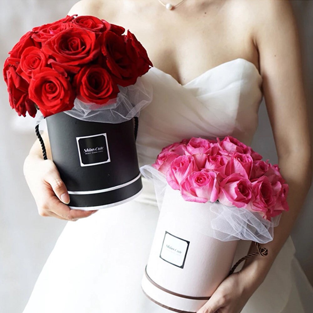 Handheld Bouquet Flower Boxes Round Living Vases F... – Vicedeal