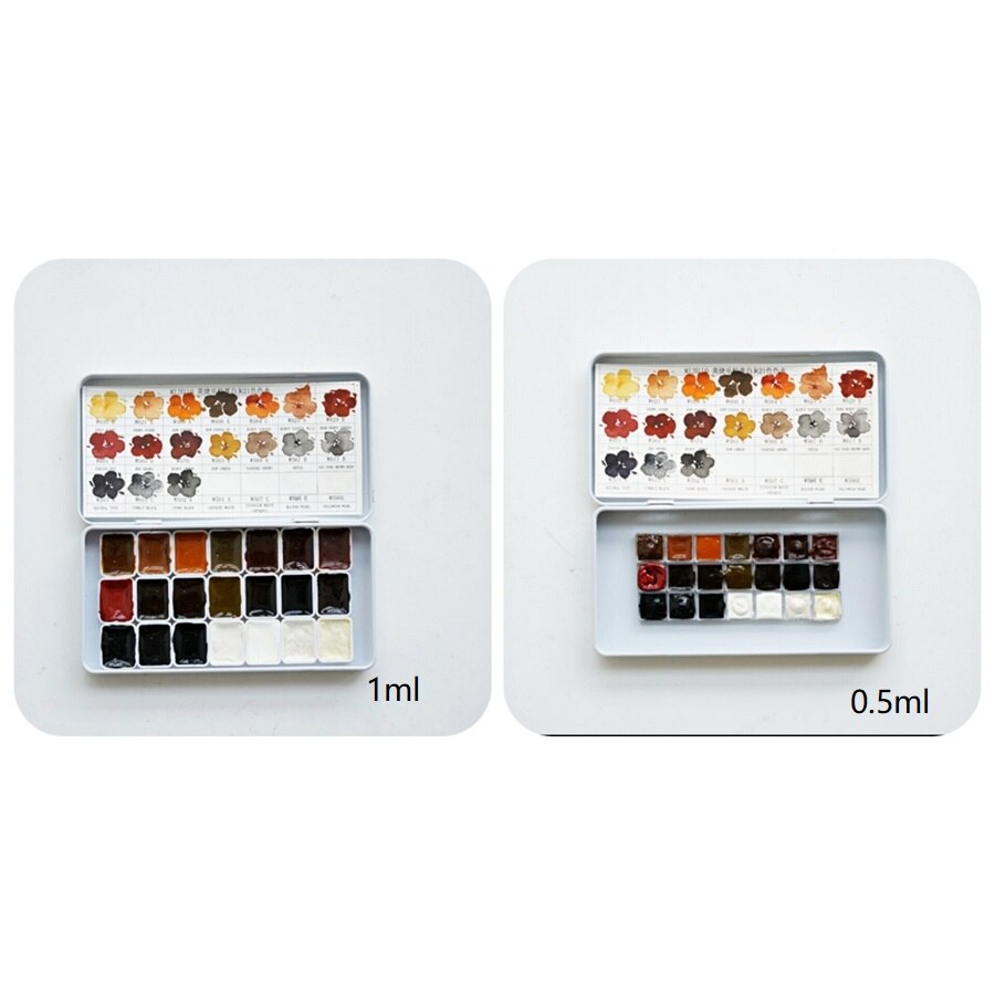 Juego de dispensadores de acuarelas MijELLO, paleta de pinturas artísticas de acuarela, macaron/azul/Verde/púrpura, 0,5 ml, 1ml: brown / 1ml