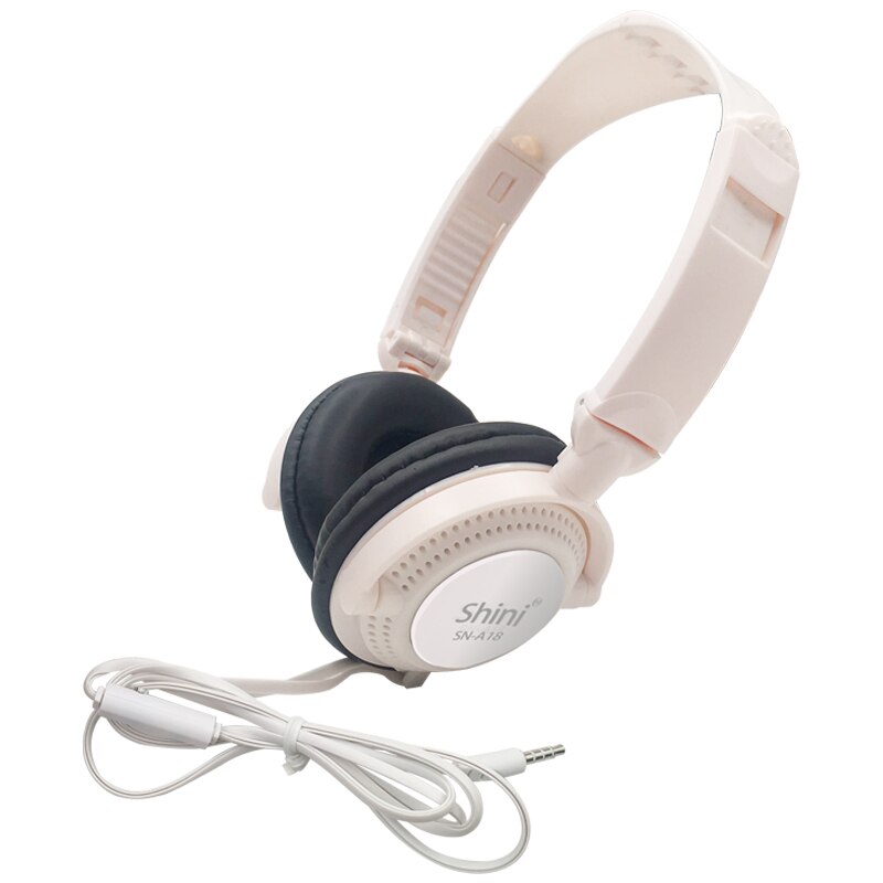 Shini kabelgebundener kopfhörer mit mikrofon, 3.5mm ohrhörer, faltbares gaming-headset, super-bass-stereo-musik-headset für pc und smartphones: Weiß