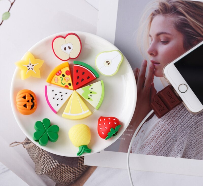Cute Fruit food Charger kabel Winder Cartoon kabel do transmisji danych kabel Protector do kabla iphone.