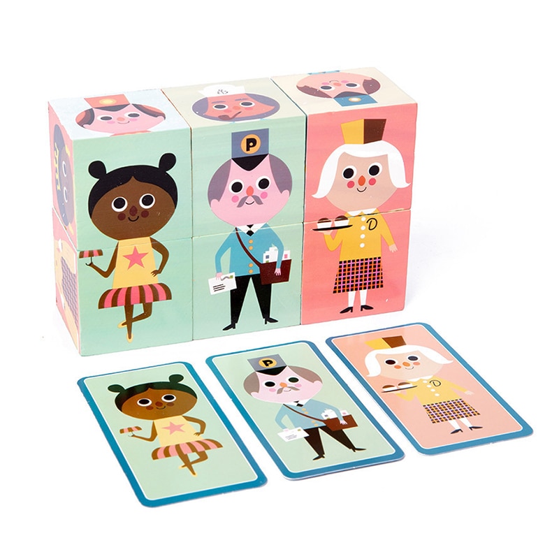 6 Cube Nl Bois Stripfiguren Houten Blokken Puzzel Games Intellectuele Uitdaging Leren Onderwijs Speelgoed Voor Kinderen