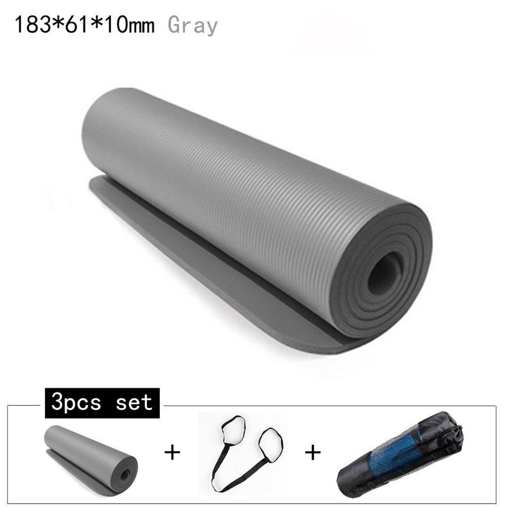 1830*610mm NBR and EVA Environmental Sports Yoga Mat For Beginner Non Slip Massage Mat Solid Color Exercise Gym Mat for Fitness: 3pcs Gray 10mm