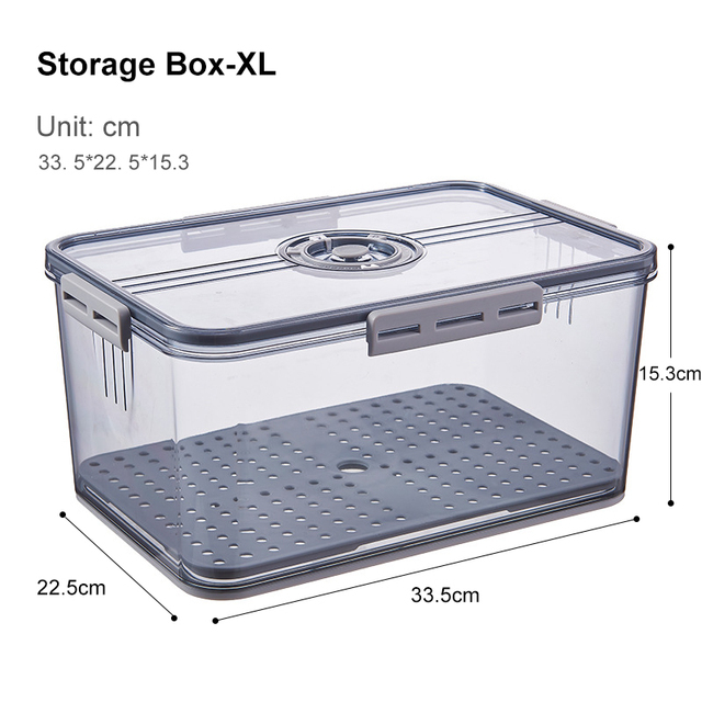 Organizador para nevera, contenedor de almacenamiento con tapa de la Caja, despensa de alimentos gruesa, herramientas, 1 Uds.: Storage Box-XL-G