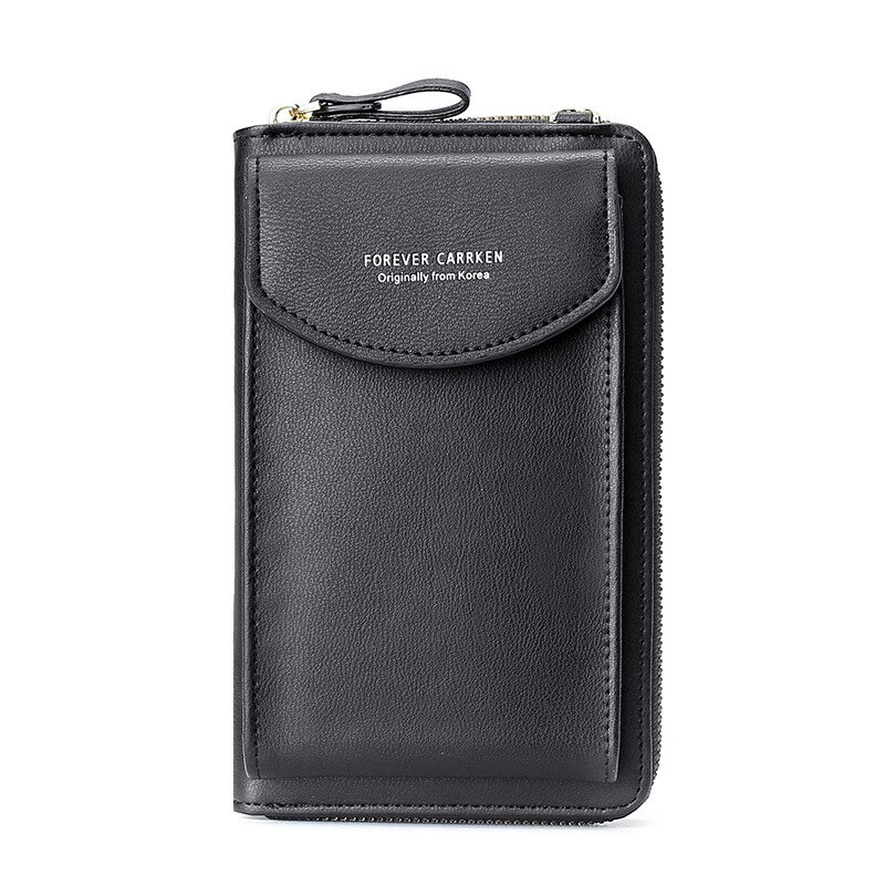 CarrKen Ladies Wallet Diagonal Bag Multi-Function Mobile Phone Bag Long Clutch Bag Versatile Shoulder Bag: Black