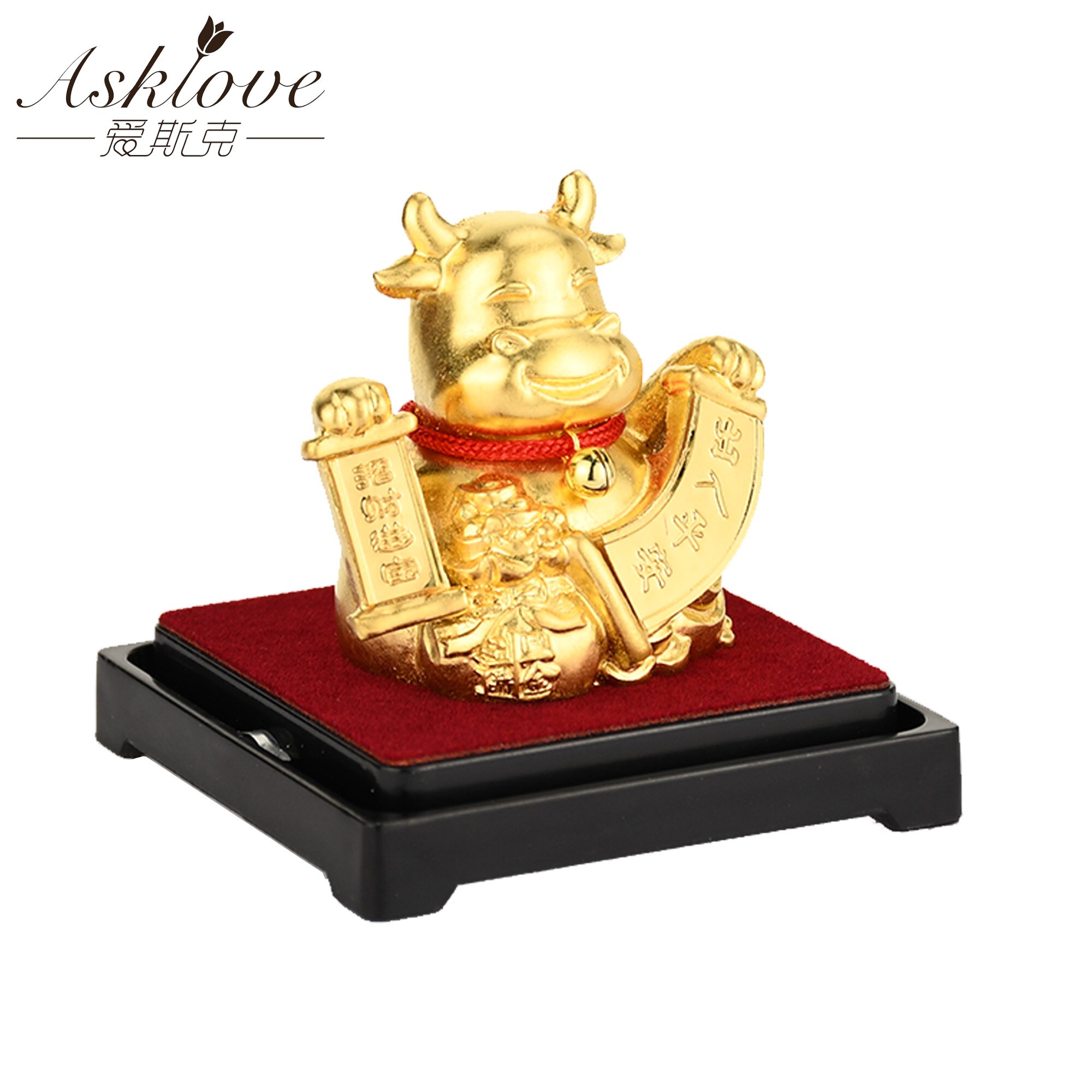 Chinesische Sternzeichen Sammeln Reichtum Ornamente 24k Gold Folie Fengshui dekor Drachen/Ratte/Schwein/affe Auto Glück handwerk Heimat Sekretariat Dekor