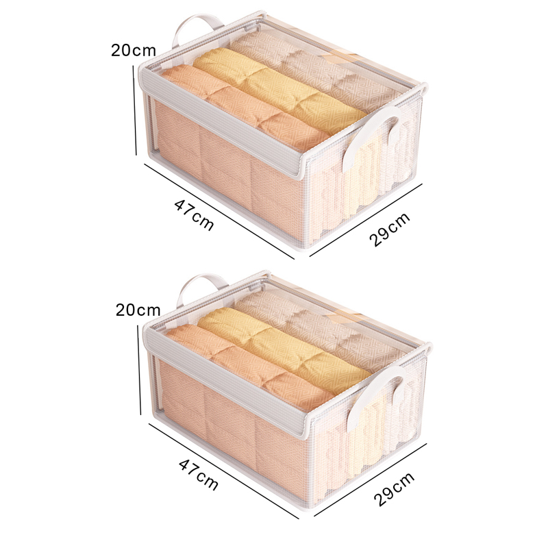 Cesta de almacenamiento transparente de PVC para ropa, caja de almacenamiento de ropa interior, marco de acero inoxidable, organizador de guardarropa, caja de tela impermeable: Gris oscuro