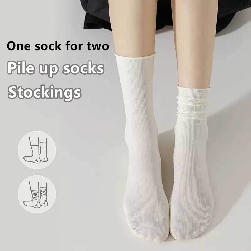 10 paires de chaussettes de tube de soie de glace mince pour femmes chaussettes d'été cool mi-mollet chaussettes de glace noires et blanches chaussettes de glace Pile Pile chaussettes de dames