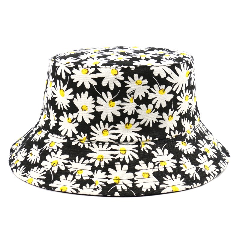Rævmor udendørs vendbar sort blomster daisy mønster fisker hætter spand hatte til herre kvinder gorras sommer