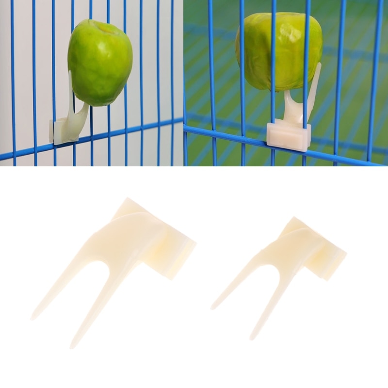2 Stuks Vogels Papegaaien Fruit Vork Dierbenodigdheden Plastic Voedsel Houder Voeden Op Kooi Dierbenodigdheden Voor Vogel Speelgoed