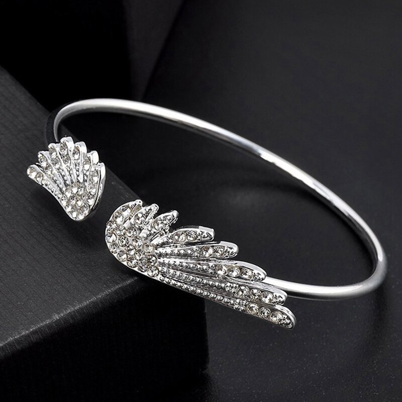 Angel Wings Bracelet Adjustable Woman Jewelry Open Bracelet Plated Crystal