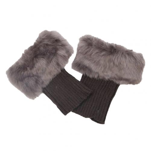 Socks Winter Women Leg Warmers Warm Faux Fur Crochet Knit Leg Warmers Boot Socks Toppers Cuffs For Female Women GIrl: Dark Gray