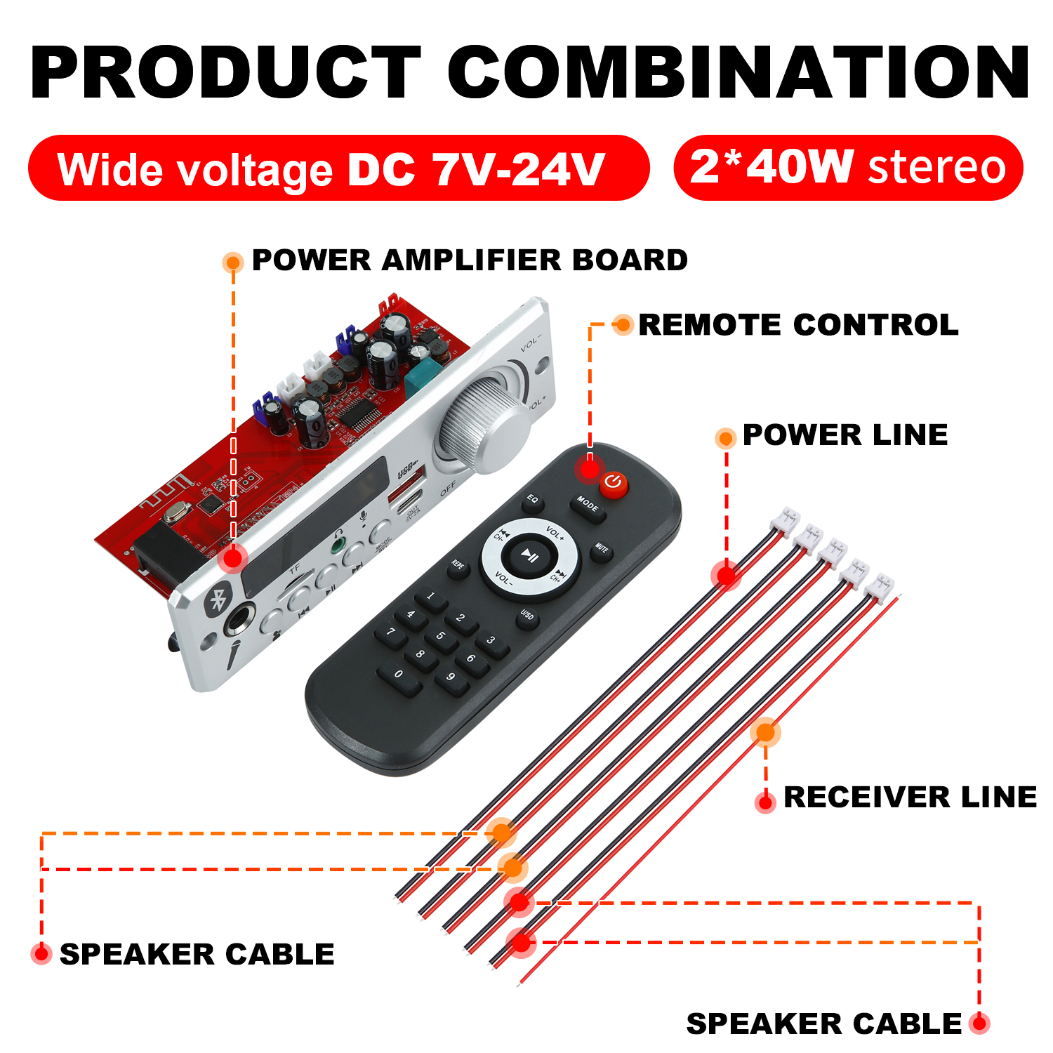 Wzmacniacz 160W / 6W Bluetooth 5.0 DIY Dekoder MP3 Odtwarzacz audio 12V Odtwarzacz MP3 Samochodowy moduł radia FM TF USB Mikrofon Nagrywanie rozmów: green