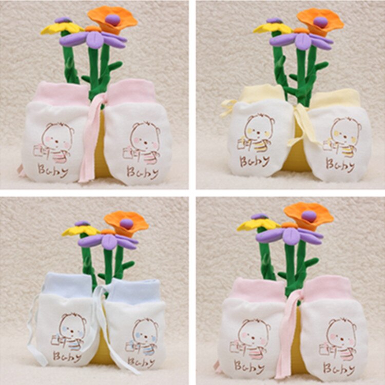 0-12 Months Baby Gloves Drawstring Adjustable Cartoon Anti-grabbing Face Little Bear Printed Glove Random: Random Little Bear
