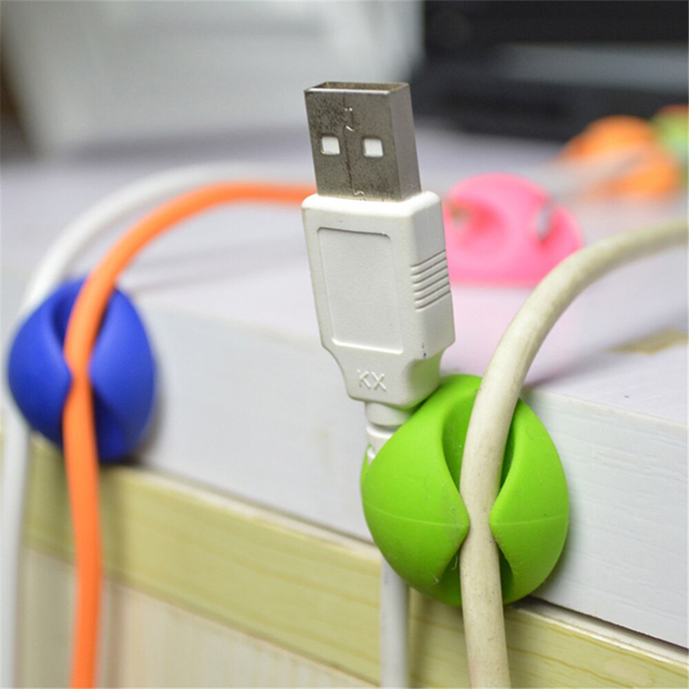 5 Hole Silicon Telefoon Kabels Organizer Computer Cord Opslag Desktop Opladen Draad Aux Kabel Usb Lijn Organisatoren Management Clips