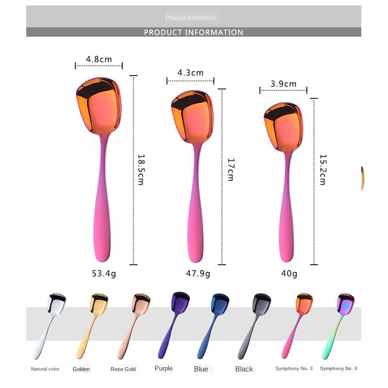 Buyer Star Stainless Steel Square Spoon S M L Rice Spoon Set Dinner Sponn Tableware For Kids &amp; Adult Kitchen Accessory