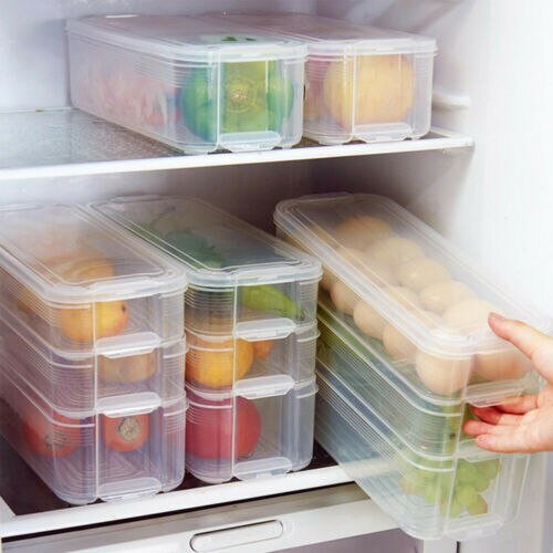 Reusable Kitchen Fridge Food Fruit Storage Container Clear Preservation Box Case