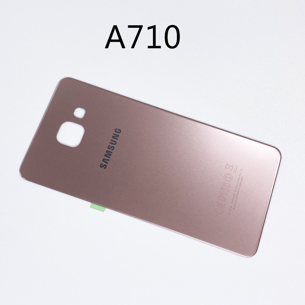 Do SAMSUNG Galaxy A3 A310 A5 A510 A7 A710 A9 A910 2016 powrót pokrywa baterii obudowa drzwi tylna szklana obudowa Shell naklejki samoprzylepne: A710 Pink