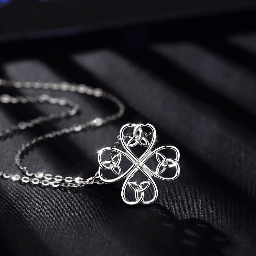 Eudora 925 Sterling Zilveren Keltische Klaver Hanger Bloem Trinity Knoop Ketting Geluk Dame Sieraden Huwelijksgeschenken D128