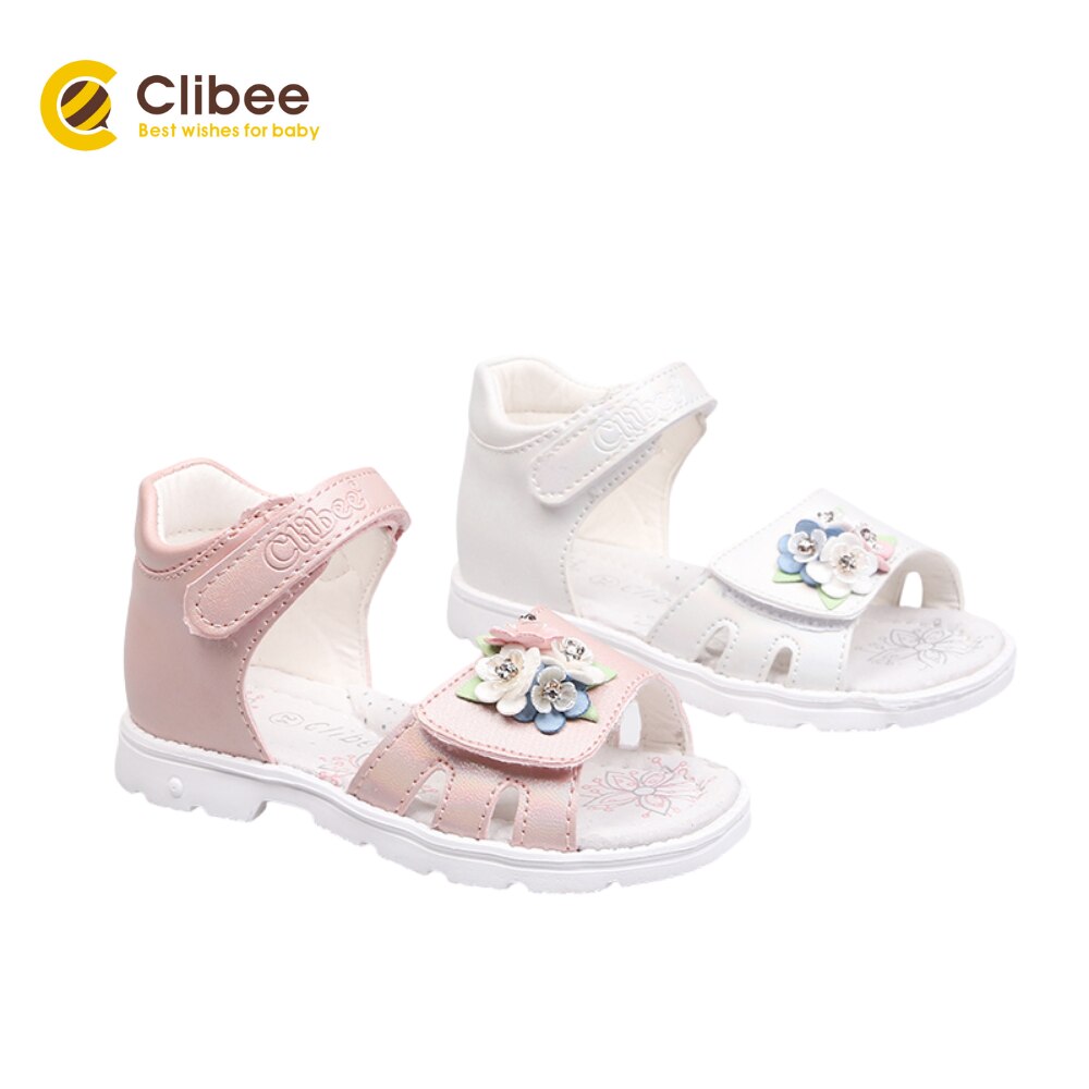 Clibee Kids Zomer Open Teen Orthopedische Sandalen Kinderen Bloem Strand Schoenen Met Haak-Loop Meisjes Platte Sandaal met Arch Ondersteuning