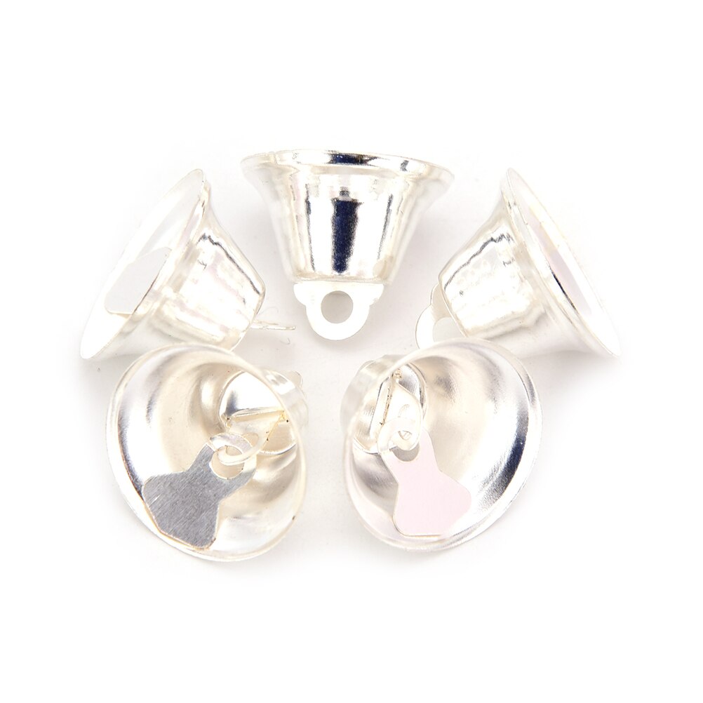 10 Stks/partij 20 Mm Gold/Silver Metal Trompet Bells Voor Kerstboom Opknoping Ornamenten Hangers Decor Wind Chime Accessoires: Silver