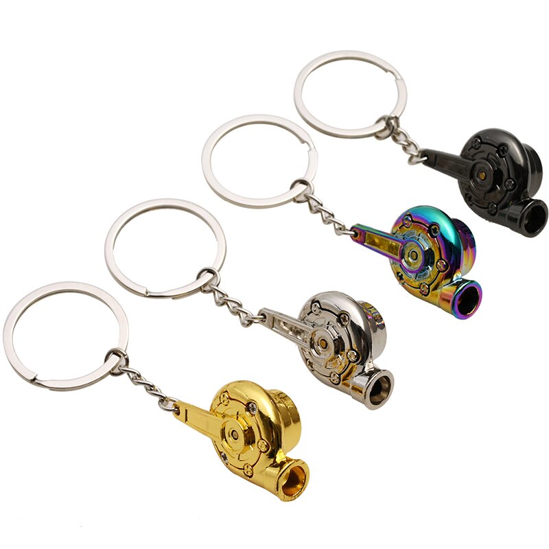 Turbo turbocharger sleutelhanger ringen sleutelhanger sleutelhanger fluitgeluid metalen sleutelhanger chroom gepolijst brons zwart