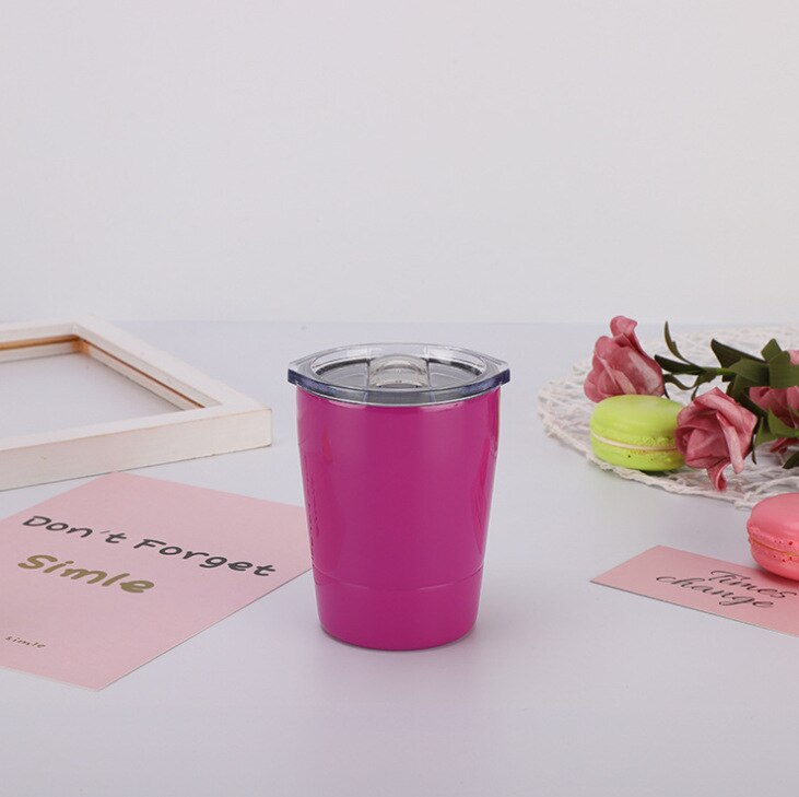 8oz- delige roestvrijstalen koffiemok met dubbele wand, vacuüm geïsoleerde theekop met deksel, reisbeker voor yerba mate kalebas: Paars