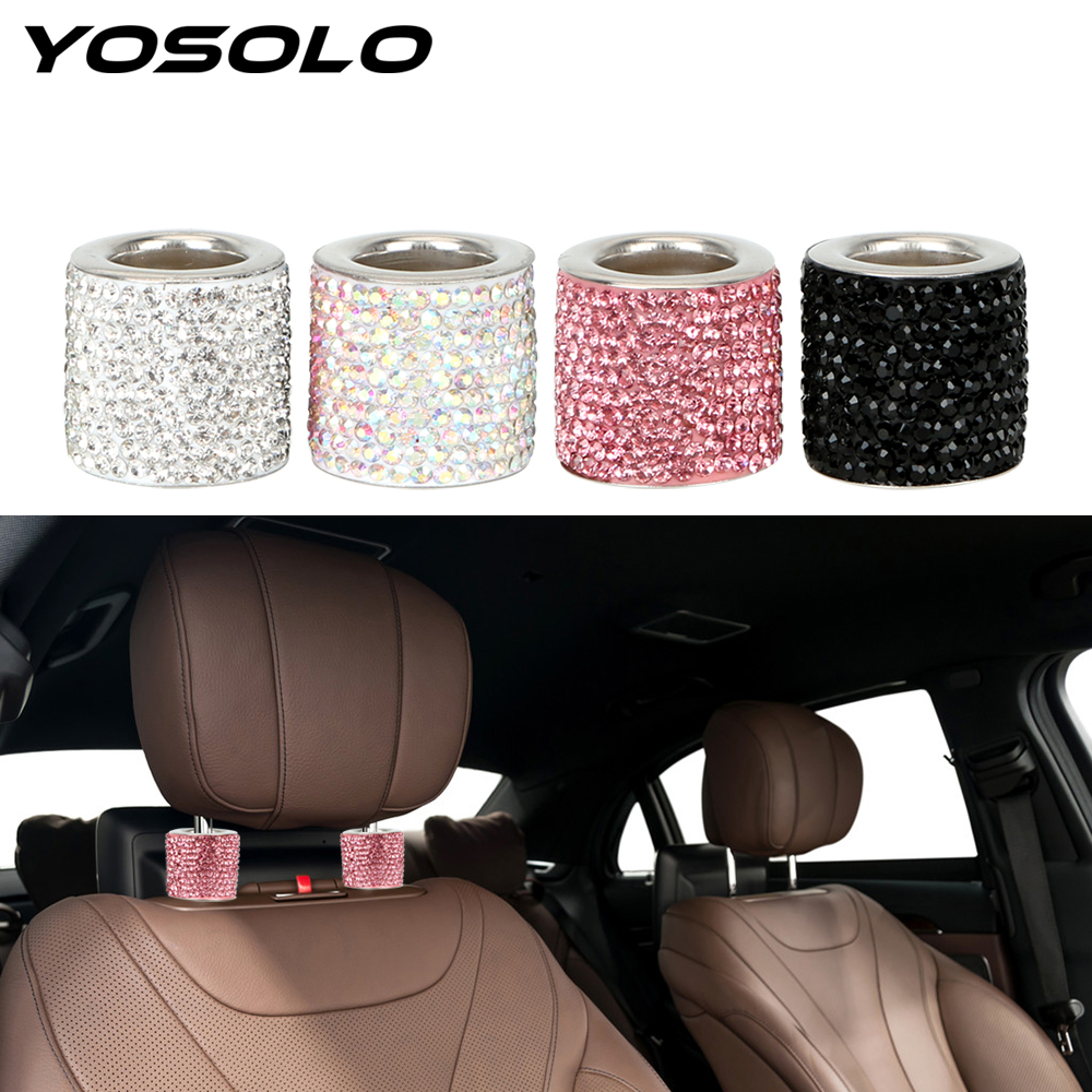 Yosolo 1 kpl istuintanko timanttisormus auton muotoilu auton koriste bling jäinen kristalli auton istuin niskatuki kaulus sisustuslista