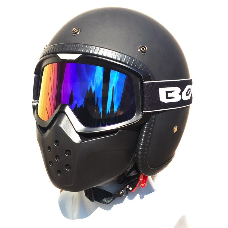 Lunettes de moto rétro anti-poussière Anti-UV, masque de Motocross, filtre de respiration modulaire détachable, masque pour casque ouvert