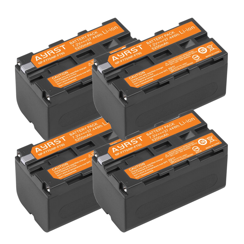 2 Pièces 5200mAh NP-F750 NP F750 NP-F770 NP F770 Li-ion Batterie Pour Appareil Photo Sony NP F970 F960 F550 F570 QM91D CCD-RV100 TRU47E: 4battery
