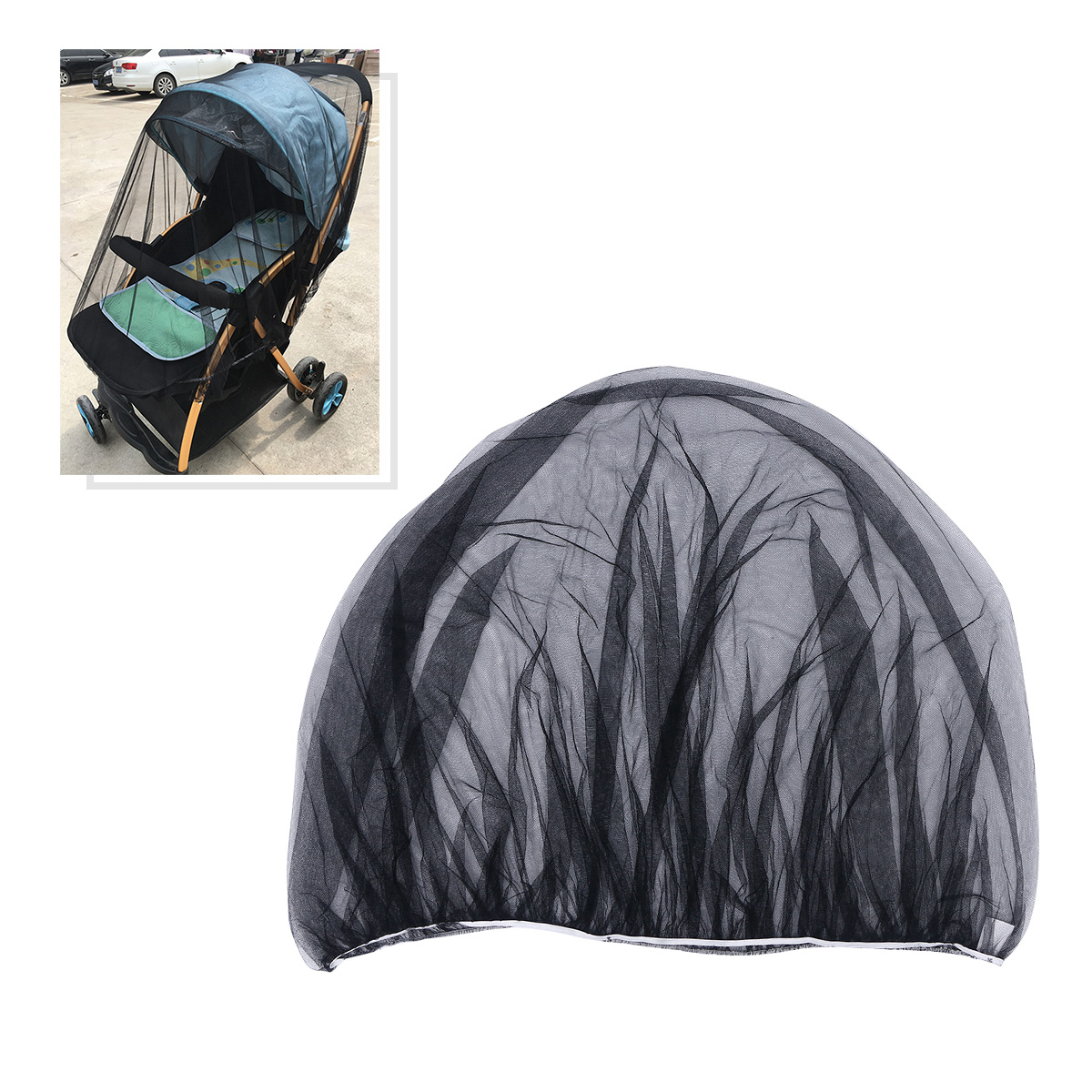 Baby Klamboe Mesh Insect Bug Cover Voor Kinderwagens Carriers Autostoeltjes Wiegen Zuigelingen Bescherming Wandelwagen Accessoires: Black