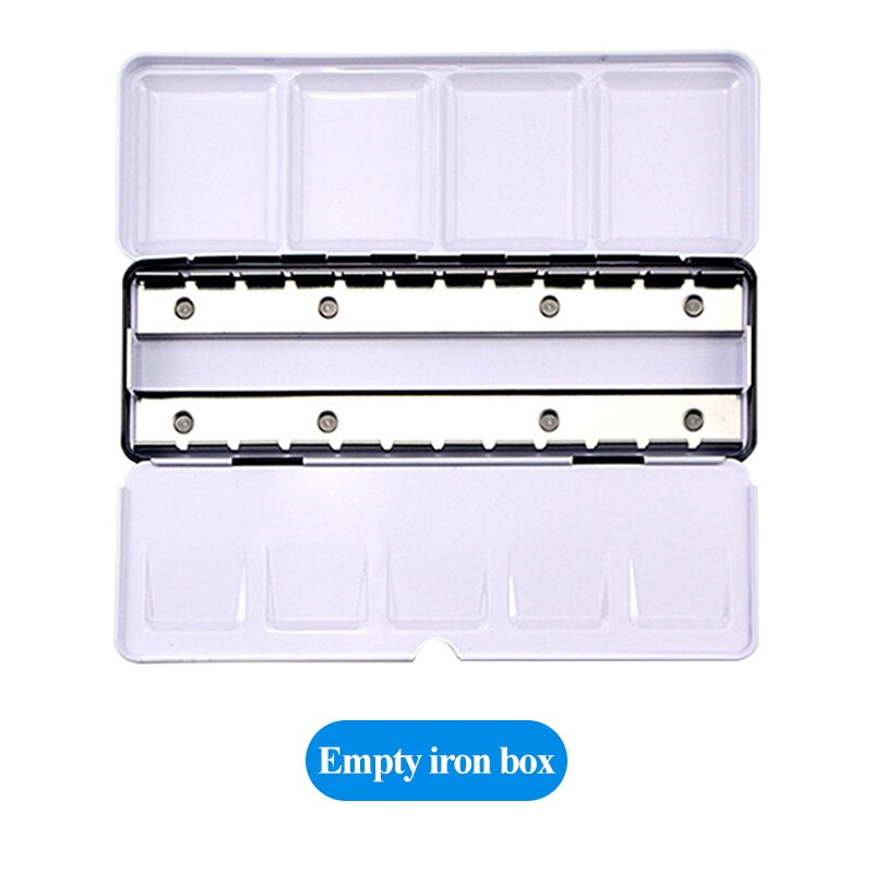 Art Watercolor Pigment Paint Grid Empty Full/Half Pan/Grid/Block/Case/Box 14/24/48pcs Empty Iron Box Subpackage Storage Box Tool: Iron-box-black-24