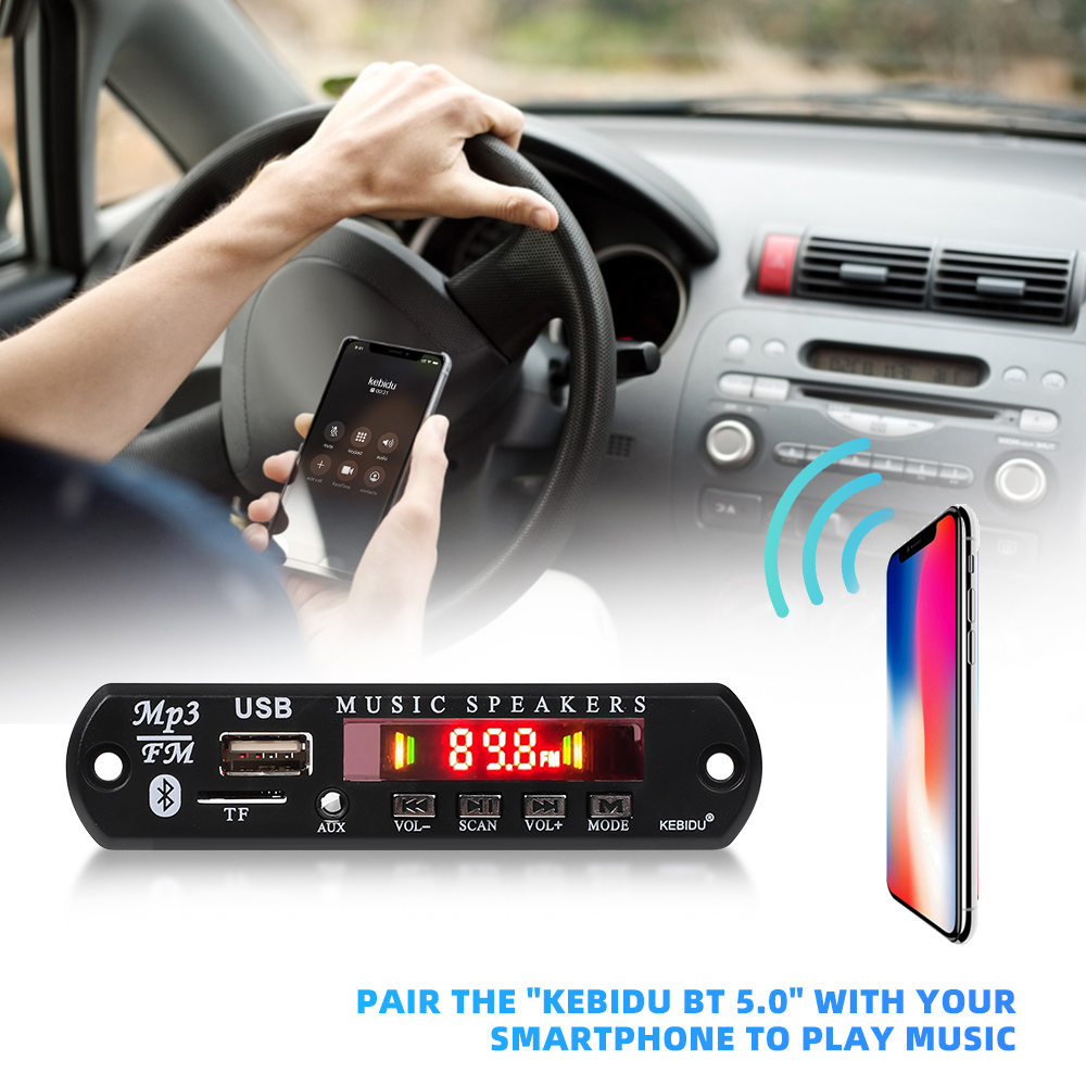 Dekoder Bluetooth 5.0 Odtwarzacz MP3 Wzmacniacz 50W Bezprzewodowy odtwarzacz muzyczny Audio Moduł radia FM USB Zestaw głośnomówiący do głośnika samochodowego