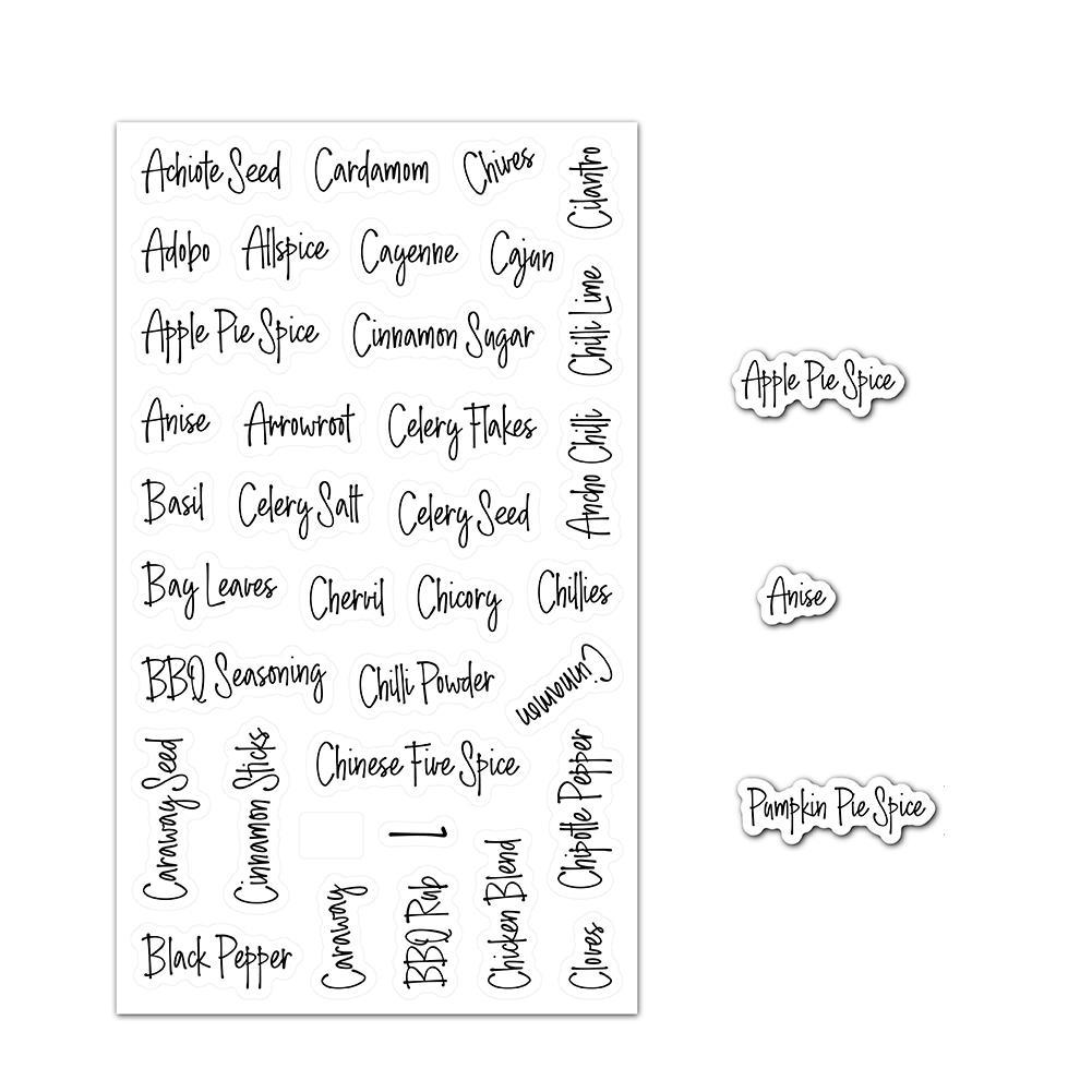 8 Sheets Labels Transparent Waterproof Pantry Stickers Food Jar Labels For Pantry Spice Bottle Stickers Kitchen Storage Supplies: 8pcs English version