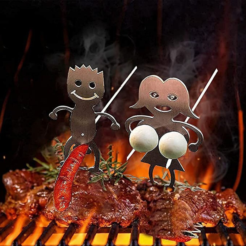 Grappige Bbq Vorken Roasters Vrouwen Mannen Vormige Roestvrij Camp Fire Roosteren Stok Grappige Rvs Barbecue Gereedschap