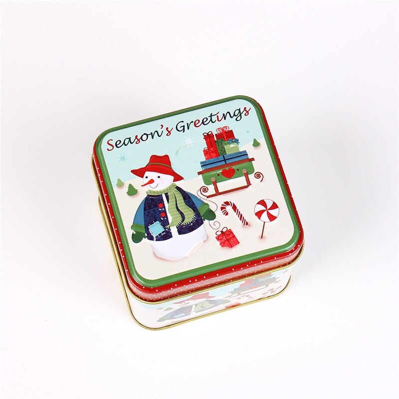 Christmas Tin Box Package Wedding Party Candy Baking Cookies Biscuit Case Container Christmas Decoration for Home