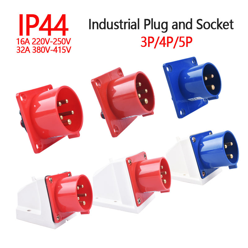 Industrial plug and socket waterproof connector 3PIN 4PIN 5PIN 16A/32A IP44 waterproof electrical connection wall mount socket