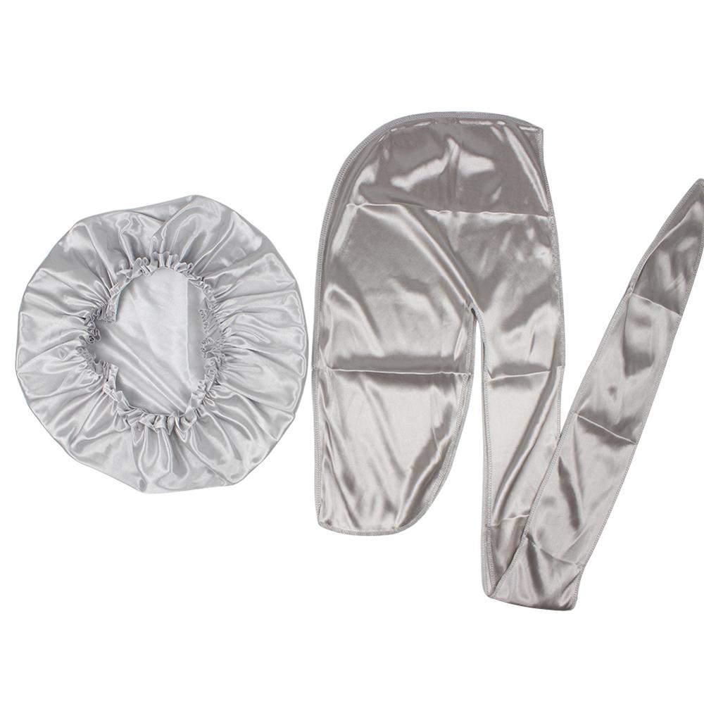 Durags soyeux, bandanas pour hommes, durag soyeux assorti, bonnet en soie pour femmes, bonnet de nuit, turban, chapeau longue queue, durag, casquette ondulée: Gris
