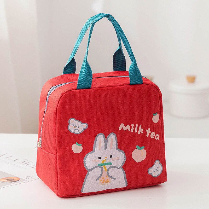 Kinderen School Lunchbox Draagbare Lunch Bag Lunchbox Thermische Geïsoleerde Lunch Box Tote Koeltas Bento Pouch Lunch Container: Rood