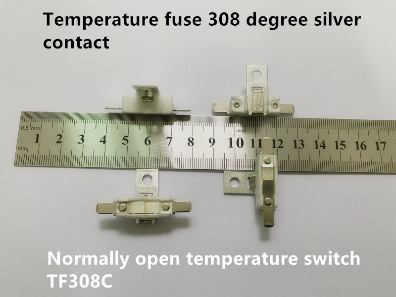 Original 100% China import temperature fuse 308 degree silver contact normally open temperature switch TF308C