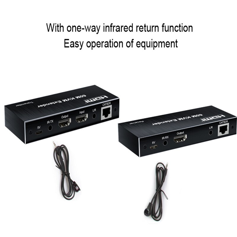 60m HDMI KVM Extender 1080p Over Cat5e/6 Ethernet Cable 1080P Video Converter for PS5 Switch PC To TV Monitor USB Keyboard Mouse