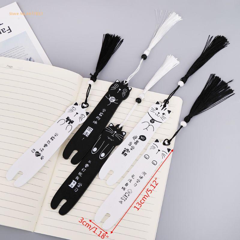 Cute Cartoon Wooden Bookmark Book Page With Tassel Student Stationery School