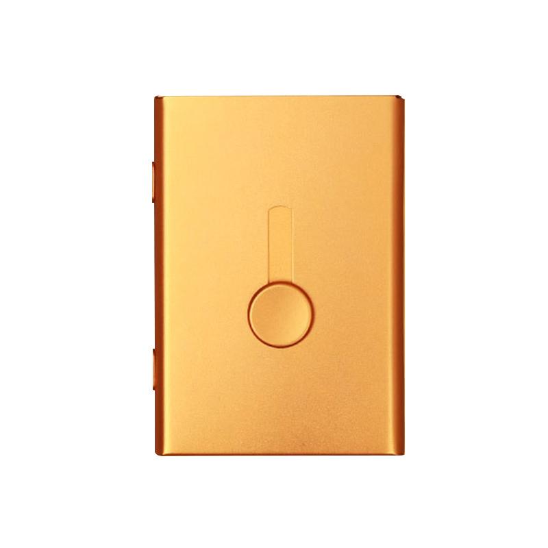 Business Card Holder Hand Push Card Case Bank Card Membership Package Metal Ultra Thin Business Card Packaging Box Organizer: Gold